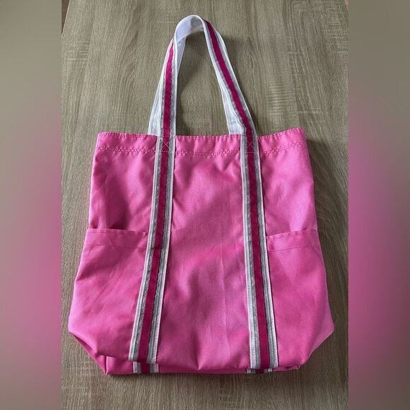NWOT … Pink Tote Bag with Striped Handles - Picture 1 of 4